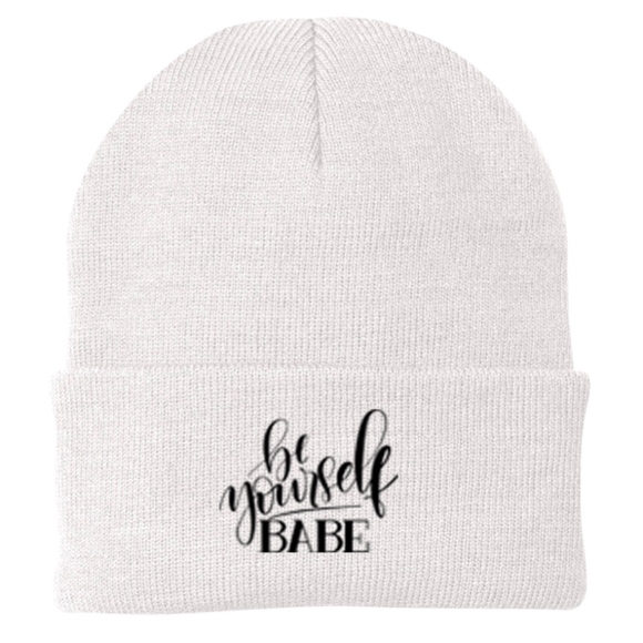 New Be Yourself BABE Fold Over Beanie Hat - Picture 4 of 4